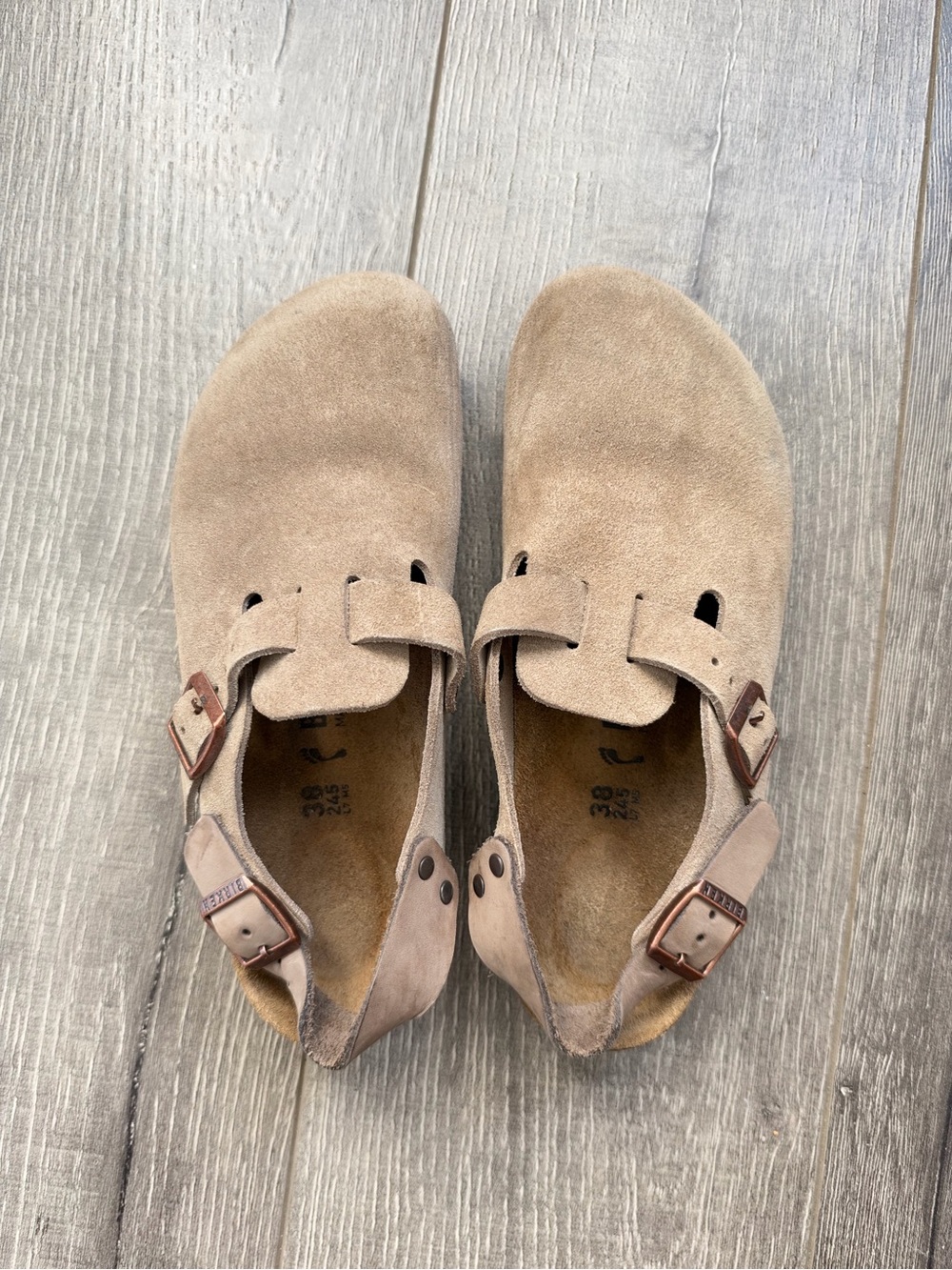 Birkenstock Boston Women's Suede Clogs - Beige Taupe